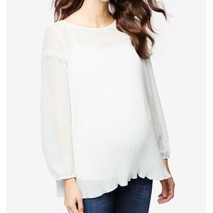 Pleated Lace Detail Maternity Blouse Size L